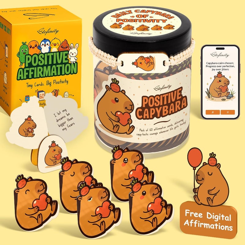 STOFINITY هدايا كابيبارا للدعم العاطفي للفتيات - هدية عيد ميلاد كابيبارا للنساء، هدايا عيد الميلاد للفتيات المراهقات، أشياء عصرية، هدية العودة إلى المدرسة لطلاب الجامعات، جرة التأكيد الإيجابي - Image 1